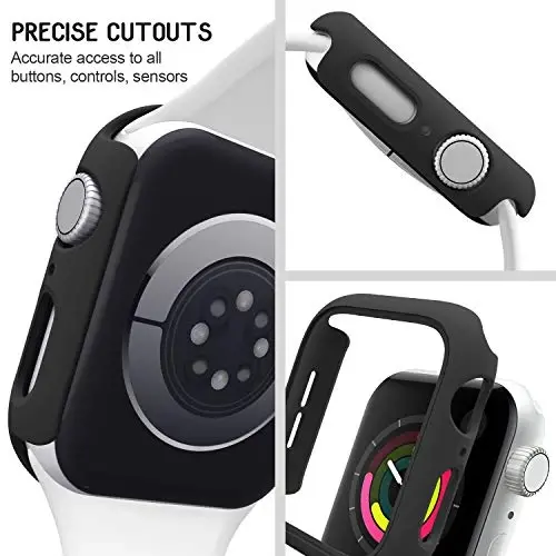 3 dona Apple Watch Case 41mm Series 8 Series 7 uchun mos, Qattiq PC Bumper Case Himoya Qopqoq Ramkasi [Ekran plyonkasisiz] iWatch Aksessuarlari 41mm uchun mos, Qora/Qora/Qora - 7