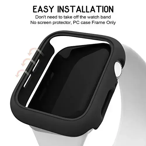 3 dona Apple Watch Case 45mm Series 8 Series 7 uchun mos, Qattiq kompyuter bamperli g'ilof himoya qopqog'i [Ekran plyonkasisiz] iWatch Accessories 45mm uchun mos, Qora/Pushti oltin/Yulduz yorug'i - MODAZONE (1)