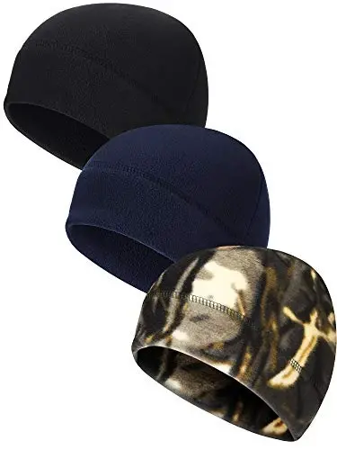 3 dona qishki issiq bosh suyagi qopqog'i Yumshoq Fleece Beanie Shlyapa Qalin Shamol o'tkazmaydigan soat qopqog'i chang'i sporti erkaklar ayollar uchun ochiq havoda issiq rangli - 3