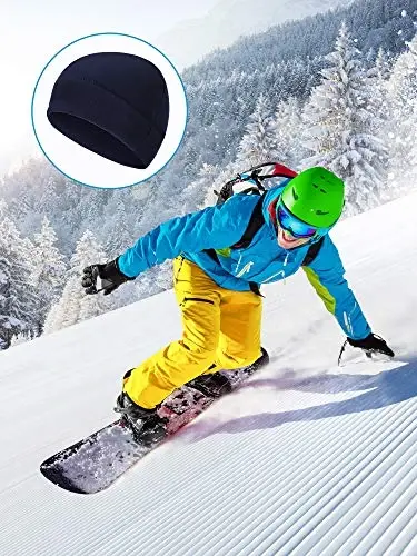 3 dona qishki issiq bosh suyagi qopqog'i Yumshoq Fleece Beanie Shlyapa Qalin Shamol o'tkazmaydigan soat qopqog'i chang'i sporti erkaklar ayollar uchun ochiq havoda issiq rangli - 6