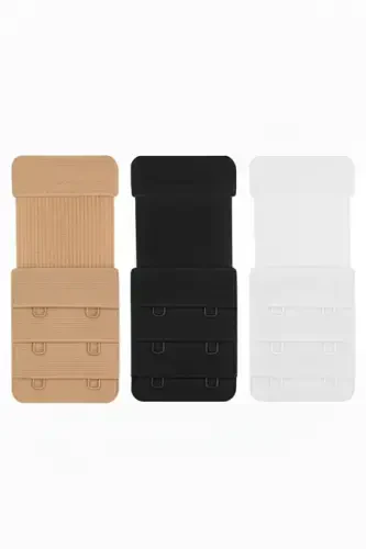 3 dona qora oq rangli terili elastik ko'krak uzaytirgich agrafi 2 ilgakli qo'shimcha moslama - 1