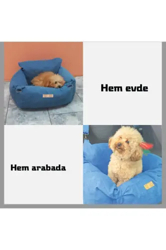 3 Fonksiyonlu Köpek Koltuğu-köpek Yatağı-taşıma Çantası-evde Dışarda Arabada-Mavi - PETTYCOMFORT (1)