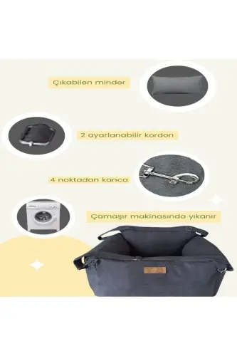 3 Fonksiyonlu Köpek Koltuk-köpek Yatağı-taşıma Çantası-köpek Araba Koltuğu-evde Dışarda Arabada - ANTRASIT - 3