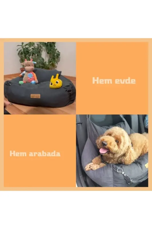 3 Fonksiyonlu Köpek Koltuk-köpek Yatağı-taşıma Çantası-köpek Araba Koltuğu-evde Dışarda Arabada - ANTRASIT - 4