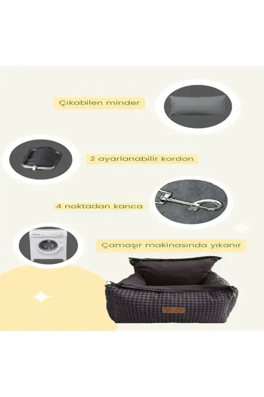 3 Fonksiyonlu Köpek Koltuk-köpek Yatağı-taşıma Çantası-köpek Araba Koltuğu-evde Dışarda Arabada-Gri Kazayağı - 4