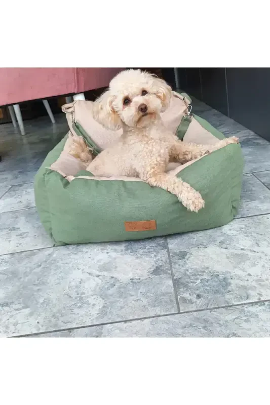 3 Fonksiyonlu Köpek Yatağı-taşıma Çantası-köpek Araba Koltuğu-evde Dışarda Arabada-Yeşil - 4