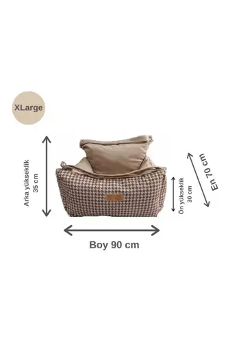 3 Function Dog Bed-Beige Houndstooth - 4