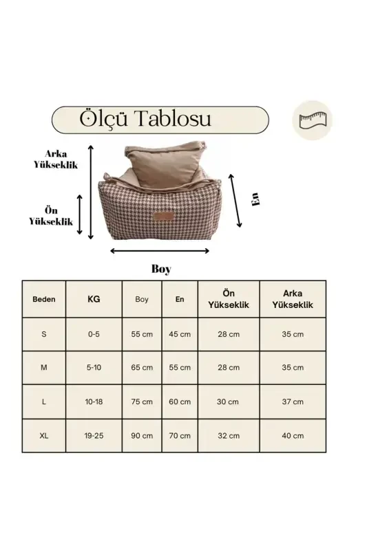 3 Function Dog Bed-Beige Houndstooth - 5