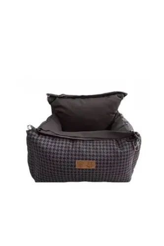 3-Function Dog Bed-Carrier-Car Seat-Home Outdoor Car-Gray Houndstooth - PETTYCOMFORT (1)