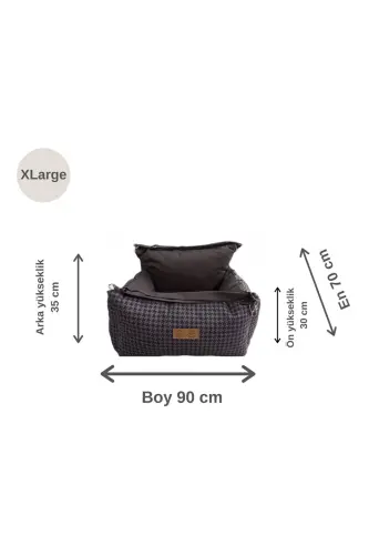 3-Function Dog Bed-Carrier-Car Seat-Home Outdoor Car-Gray Houndstooth - 5