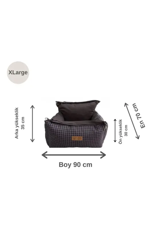 3-Function Dog Bed-Carrier-Car Seat-Home Outdoor Car-Gray Houndstooth - 5