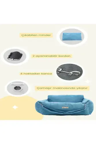 3-Function Dog Bed-Dog Sofa-Carrier-Home Outdoor Car-Blue - 3