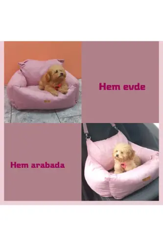3-Function Dog Couch-Dog Bed-Carrier-Dog Car Seat-Home Outdoor Car-Pink - PETTYCOMFORT (1)