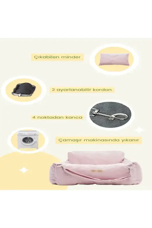 3 funksiyali it o'rindig'i-it karavoti-sumka-it mashinasi o'rindig'i-uyda tashqarida mashinada-pushti - 3