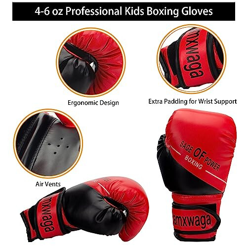 3-in-1 Boxing Gloves and Punching Mitts Set for Kids, Sports Boxing Gloves Boxing Pads with Hand Wraps, Kids Boxing Equipment Set for MMA, Karate, Muay Thai, Taekwondo - 3