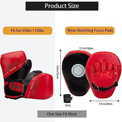 3-in-1 Boxing Gloves and Punching Mitts Set for Kids, Sports Boxing Gloves Boxing Pads with Hand Wraps, Kids Boxing Equipment Set for MMA, Karate, Muay Thai, Taekwondo - 5