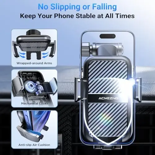 3-in-1 Car Phone Holder [122+LBS Strongest Suction & Stable Clamp Arm] 360° Adjustable Car Phone Mount, Cell Phone Holders for Your Car for Dashboard Windshield Vent, All Smartphones & All Car Models - MODAZONE (1)