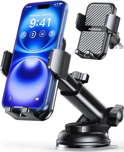 3-in-1 Car Phone Holder [122+LBS Strongest Suction & Stable Clamp Arm] 360° Adjustable Car Phone Mount, Cell Phone Holders for Your Car for Dashboard Windshield Vent, All Smartphones & All Car Models - 6