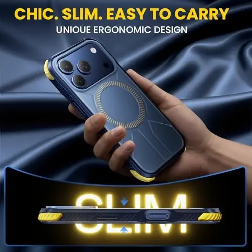 3 in 1 for Heavy Duty iPhone 17 Pro Max Case with Screen Protector & Camera Lens Protector ,7X Military-Grade Drop Protection ,Fits MagSafe ,Rugged & Slim shockproof Case for iPhone 17 Pro Max , Blue - 6