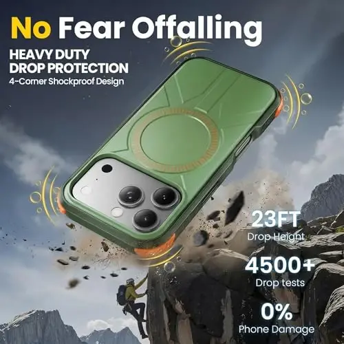 3 in 1 for Heavy Duty iPhone 17 Pro Max Case with Screen Protector & Camera Lens Protector ,7X Military-Grade Drop Protection ,Fits MagSafe ,Rugged & Slim shockproof Case for iPhone 17 Pro Max ,Green - 2