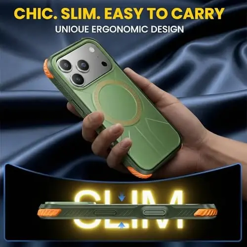 3 in 1 for Heavy Duty iPhone 17 Pro Max Case with Screen Protector & Camera Lens Protector ,7X Military-Grade Drop Protection ,Fits MagSafe ,Rugged & Slim shockproof Case for iPhone 17 Pro Max ,Green - 5