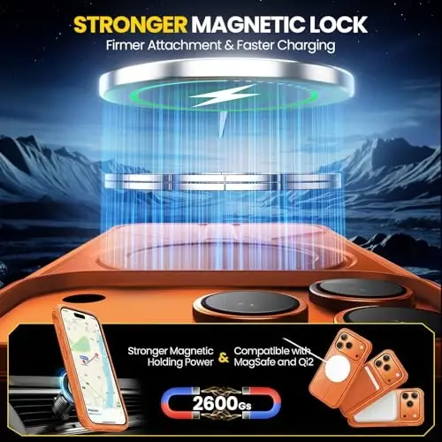 3 in 1 for Heavy Duty iPhone 17 Pro Max Case with Screen Protector & Camera Lens Protector ,7X Military-Grade Drop Protection ,Fits MagSafe ,Rugged & Slim shockproof Case for iPhone 17 Pro Max, Orange - 5