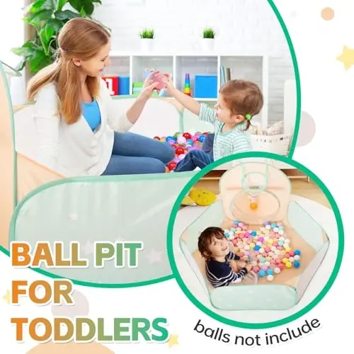 3 in 1 Pop Up Kids Play Tent with Tunnel and Ball Pit for Toddlers, Baby Toys for 1 2 3 Year Old Boys and Girls Birthday Gift, Indoor Outdoor Playhouse for Kids - 3