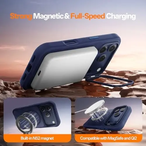 3-in-1 Set for iPhone 17 Pro Max Case with Camera Stand [1 Screen Protector & 1 Camera Lens Protector ][Fits MagSafe][Shockproof & Magnetic][Translucent Matte]Fashion Phone Case for 17 Pro Max(Blue) - 5