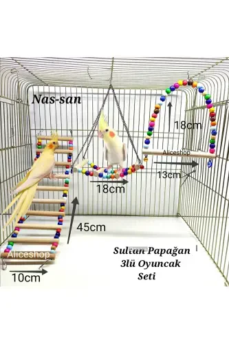 3-in-1 Toy Set for Cockatiels and Similar Size Birds - 1