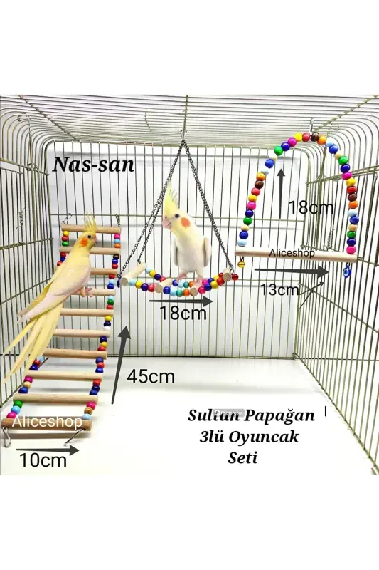 3-in-1 Toy Set for Cockatiels and Similar Size Birds - 1