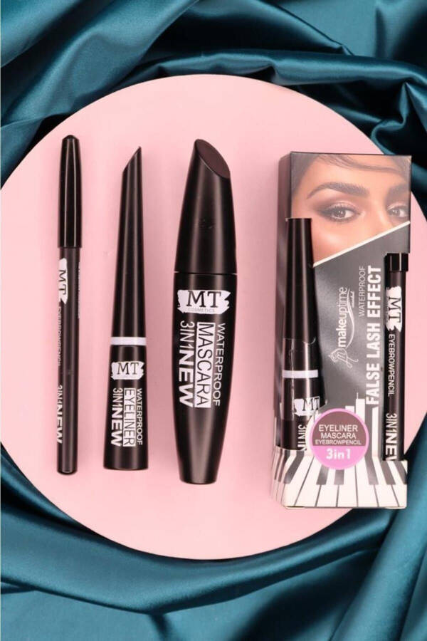 3 in 1 Waterproof Mascara, Pencil & Eyeliner Set - 1