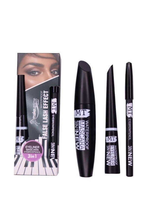 3 in 1 Waterproof Mascara, Pencil & Eyeliner Set - 5