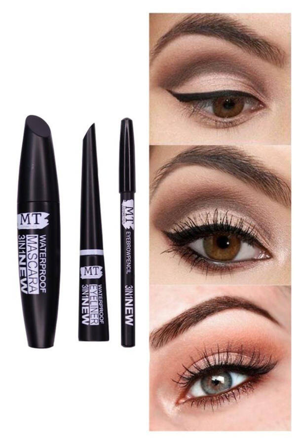 3 in 1 Waterproof Mascara, Pencil & Eyeliner Set - 8