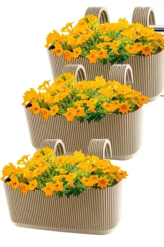 3 Karasu Plastic Pera Hanging Balcony Pots-CREAM - 1