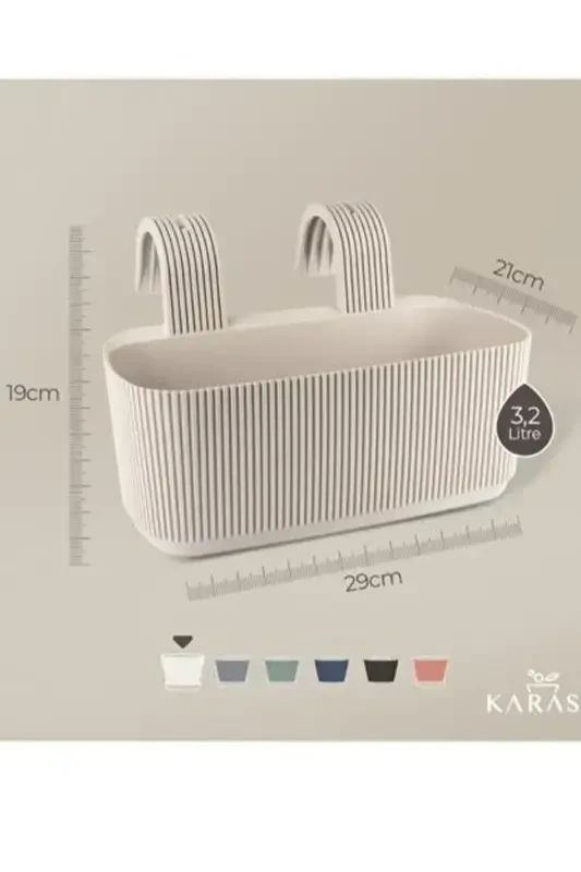 3 Karasu Plastic Pera Hanging Balcony Pots-CREAM - 3