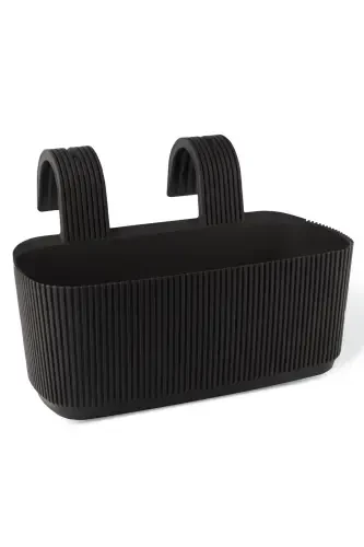 3 Karasu Plastic Pera Hanging Balcony Pots (Plastic Clamps) - BLACK - 2