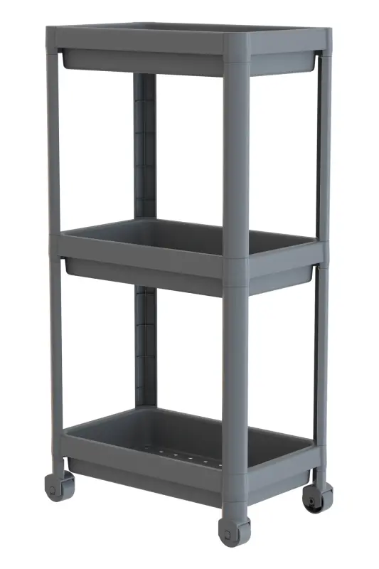 3 Katlı Banyo Raf Ünitesi (PEGGY) Siyah Banyo Düzenleyici Şampuanlık Havluluk Dolap ( Siyah)-SİYAH - 6