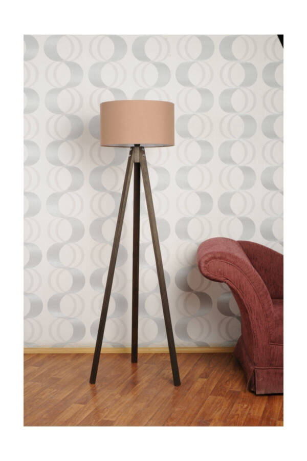 3-Legged Tripod Floor Lamp with Fabric Shade - Cappucino - 2