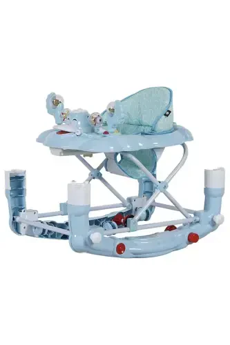 3 Level Musical Carousel Feeding Tray Baby Walker with Rattle Toy - TURQUOISE - 1