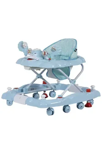 3 Level Musical Carousel Feeding Tray Baby Walker with Rattle Toy - TURQUOISE - TURHAN BEBE (1)