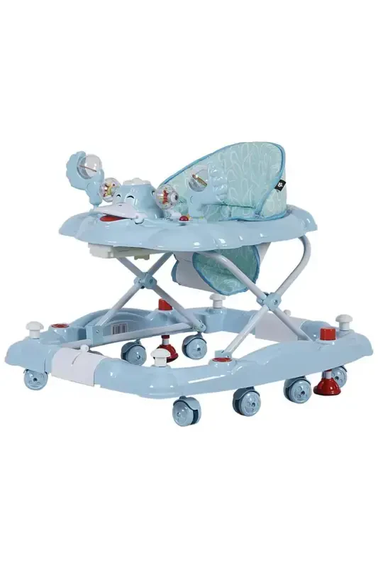 3 Level Musical Carousel Feeding Tray Baby Walker with Rattle Toy - TURQUOISE - 2