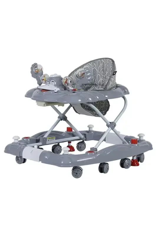 3-Level Musical Carousel Walker with Feeding Tray, Rattle Toy Walker - GRAY - 2