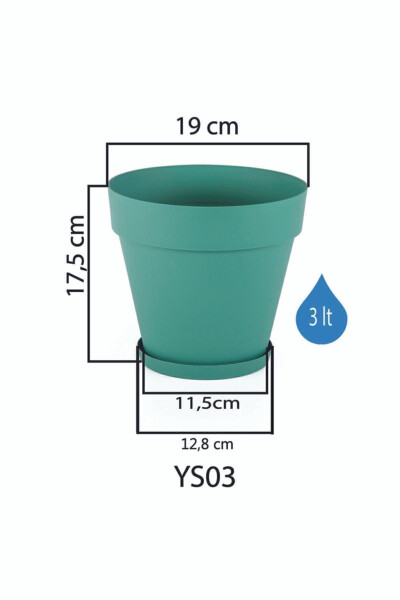 3 Liter 19cm Diameter 17.5cm Height Matte Cracked White Decorative Plastic Flower Pot Yalı No3 White - SERİNOVA (1)