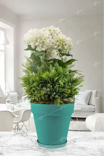 3 Litre Ø19x17,5cm Mat Yeşil Renk Tabaklı Izgaralı Dekoratif Plastik Saksı Yalı No3-3Lt Yeşil - 1