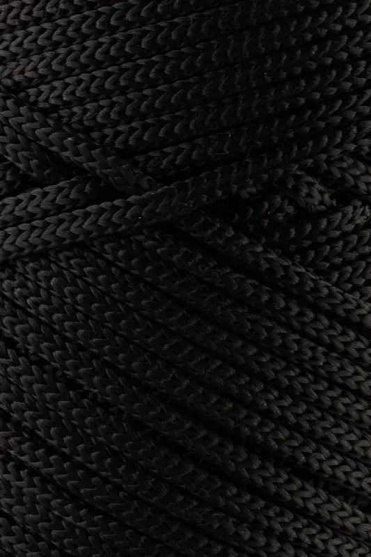 3 Mm - 250 gr Polyester Macrame Yarn Black 120 M Polyester Macrame Yarn Placemat Yarn and Bag Yarn-Black - 2