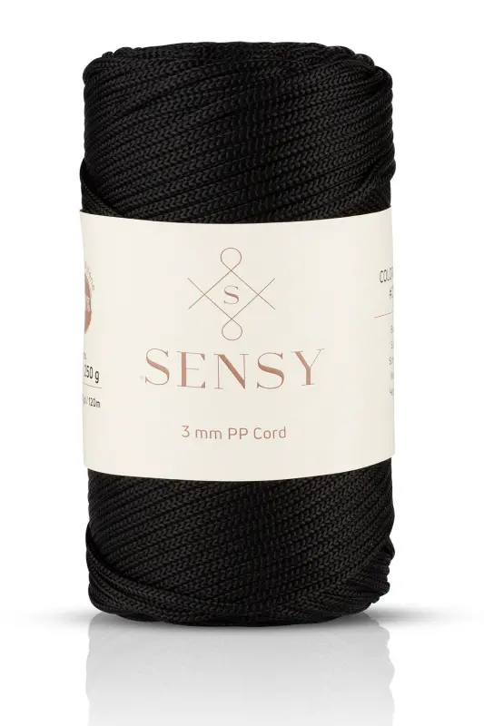 3 Mm - 250 gr Polyester Macrame Yarn Black 120 M Polyester Macrame Yarn Placemat Yarn and Bag Yarn-Black - 1