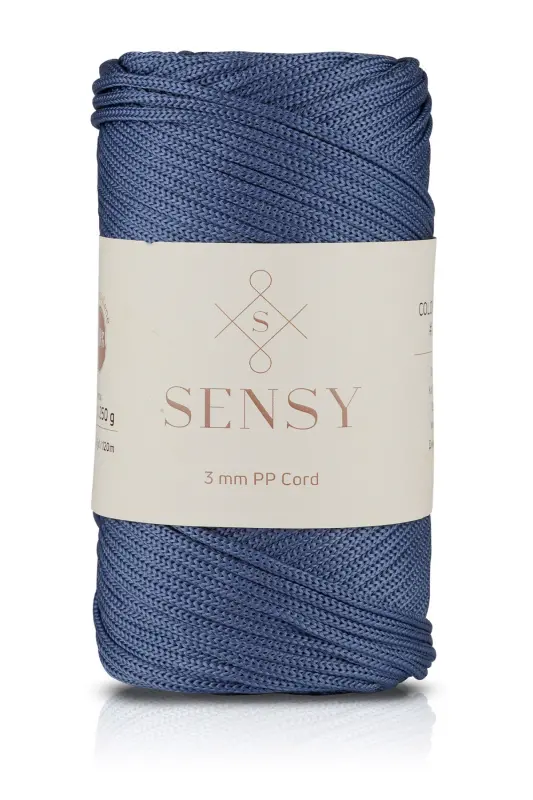 3 Mm - 250 gr Polyester Macrame Yarn Denim Blue 120 M Polyester Macrame Yarn Placemat Yarn and Bag Yarn-Denim Blue - 1