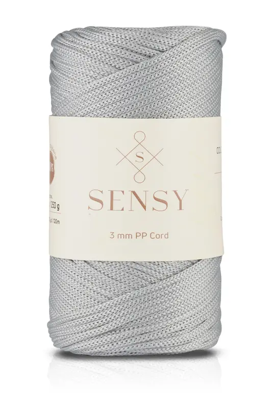 3 Mm - 250 gr Polyester Macrame Yarn Light Gray 120 M Polyester Macrame Yarn Placemat Yarn And Bag Yarn-Light Gray - SENSY
