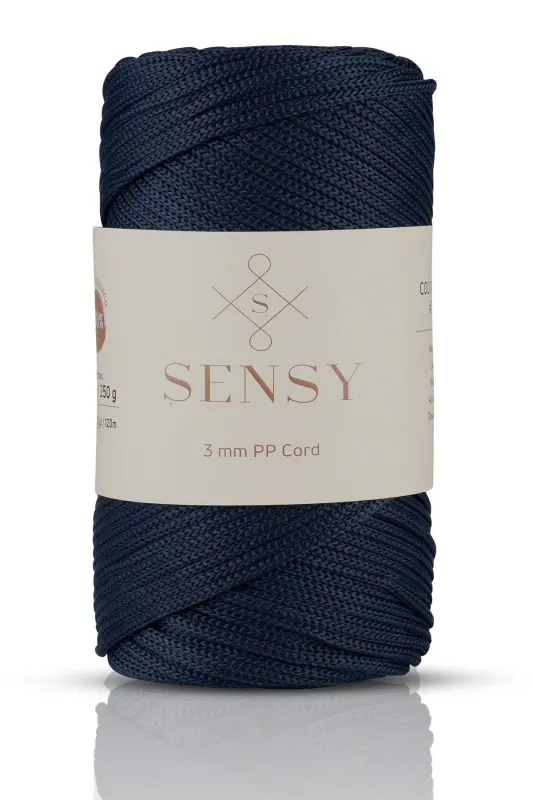 3 Mm - 250 gr Polyester Macrame Yarn Navy Blue 120 M Polyester Macrame Yarn Placemat Yarn and Bag Yarn-Navy Blue - 1