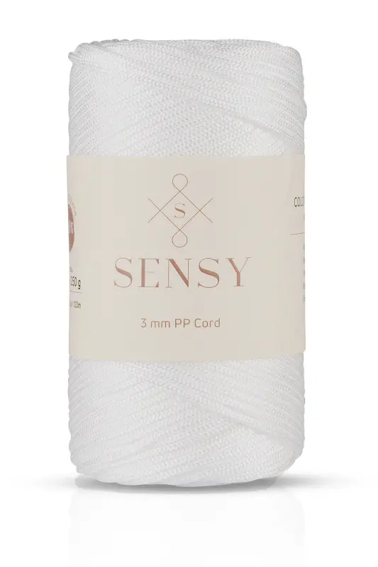 3 Mm - 250 gr Polyester Makrome Ipi Beyaz 120 M Polyester Makrome Ip Supla Ip Ve Çanta Ipliği-Beyaz - 1